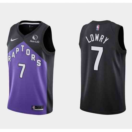 Men Toronto Raptors 7 Kyle Lowry Purple Black Earned Edition Stitched Basketball Jersey